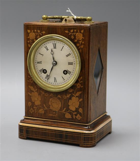 A French rosewood mantel clock height 21cm